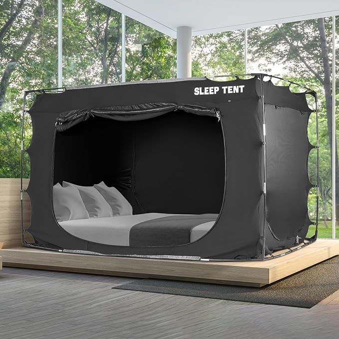 Bed Tent Canopy Full Size for Adult and Kids Portable Dream Tent Indoor Sleeping Tents 98% Blackout,Breathable Privacy Space on Bed with Three Doors (Mattress Not Included)โฆ