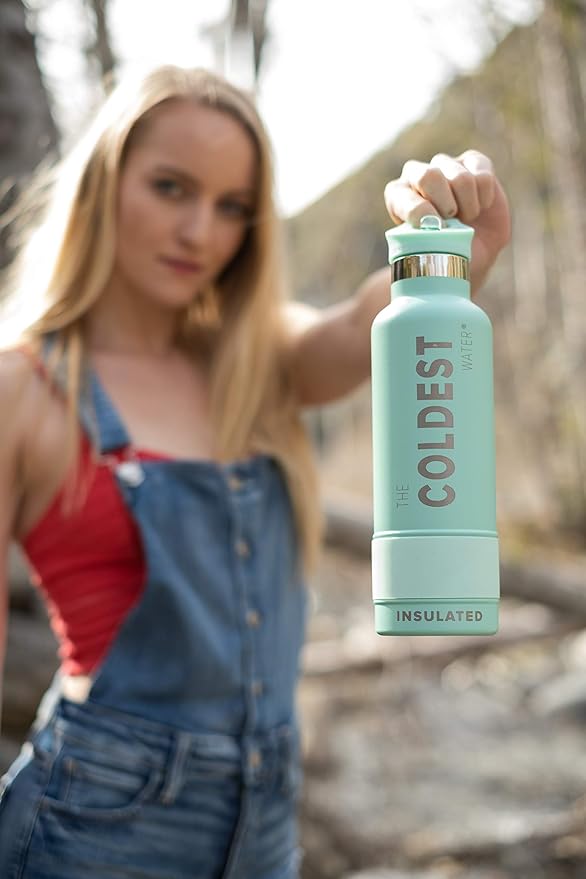 COLDEST Kids Water Bottle for School - Multiple Sizes (Straw Lid) Insulated Stainless Steel Reusable Leak-Proof for Girls, Boys (21 oz, Silver Leopard)