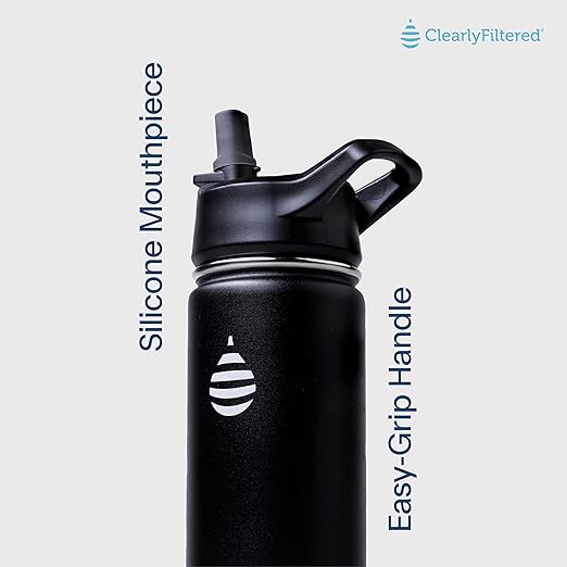 Clearly Filtered 20oz Water Bottle/Targets 220+ Contaminants/Double-Wall Insulated Stainless Steel Filtered Water Bottle BPA/BPS-Free Phthalate-Free Filters Fluoride Lead Chlorine (Teal Blue)