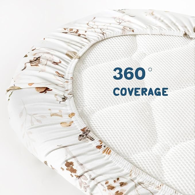 Stretchy Ultra Soft Fitted Bassinet Sheets 2 Pack, Universal Fitted for Baby Cradle Moses Basket Oval Rectangle Mattress Safe and Snug, Stylish Bassinet Sheet for Baby Boy and Girl