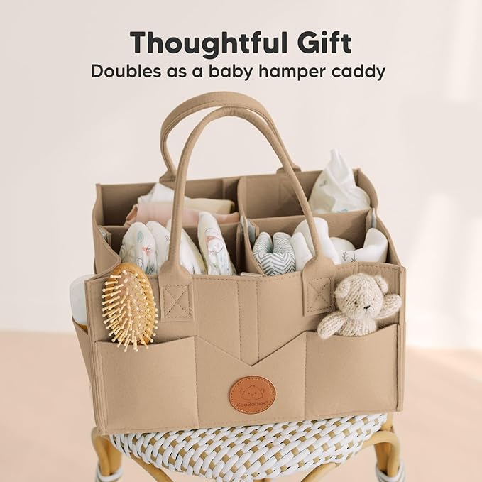 KeaBabies Diaper Caddy Organizer - Baby Organizer for Nursery, Car Storage Organizer, Baby Gift Basket, Changing Table Organizer, Portable Diaper Organizer Caddy for Girls, Boys (Taupe)