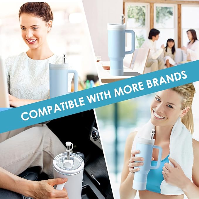 Silicone Spill Stopper Set of 4, Compatible with Cup 2.0 40oz, Tumbler Accessories, Including 4 Straw Cover Cap, 4 Square Spill Stopper and 4 Round Leak Stopper