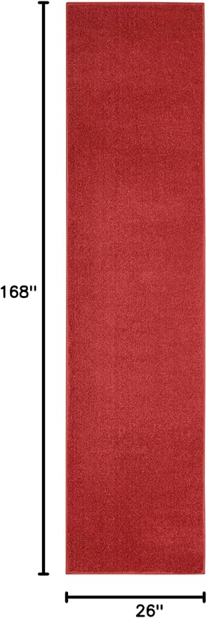 Nourison Essentials Solid Indoor/Outdoor Brick Red 2'2" x 14 Area Rug, Easy Cleaning, Non Shedding, Bed Room, Living Room, Dining Room, Deck, Patio, Backyard (2x14)