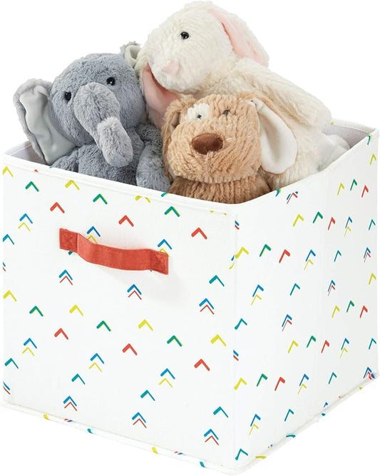 iDesign Arrow Fabric Storage Cube Bin, Medium Basket Container with Dual Side Handles for Closet, Bedroom, Toys, Nursery - Multicolored