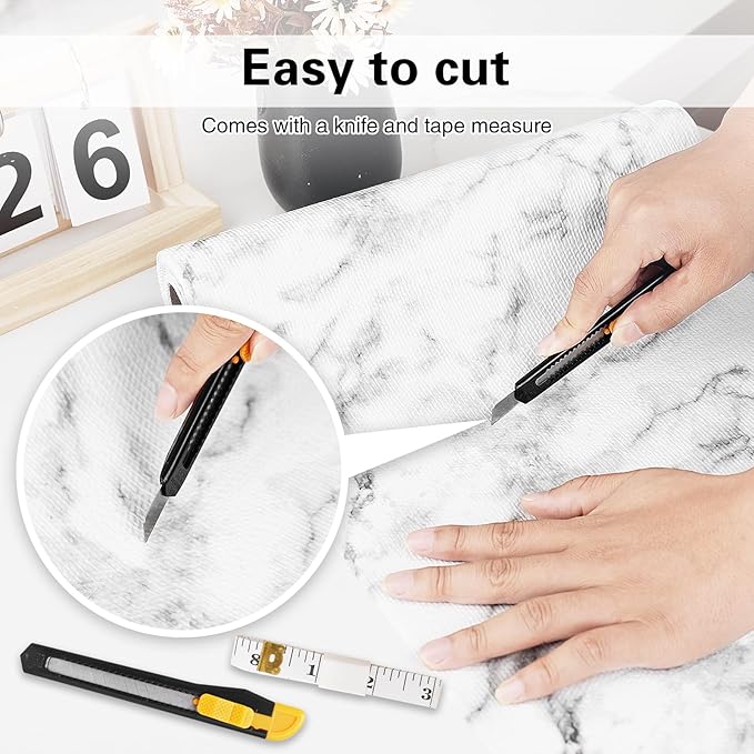 Shelf and Drawer Liner for Kitchen Cabinet,18 in x 10 FT Non-Adhesive Cabinet Liners for Shelves Non-Slip Waterproof Kitchen Drawer Liners Contact Paper Shelf Paper with Knife and Tape Measure