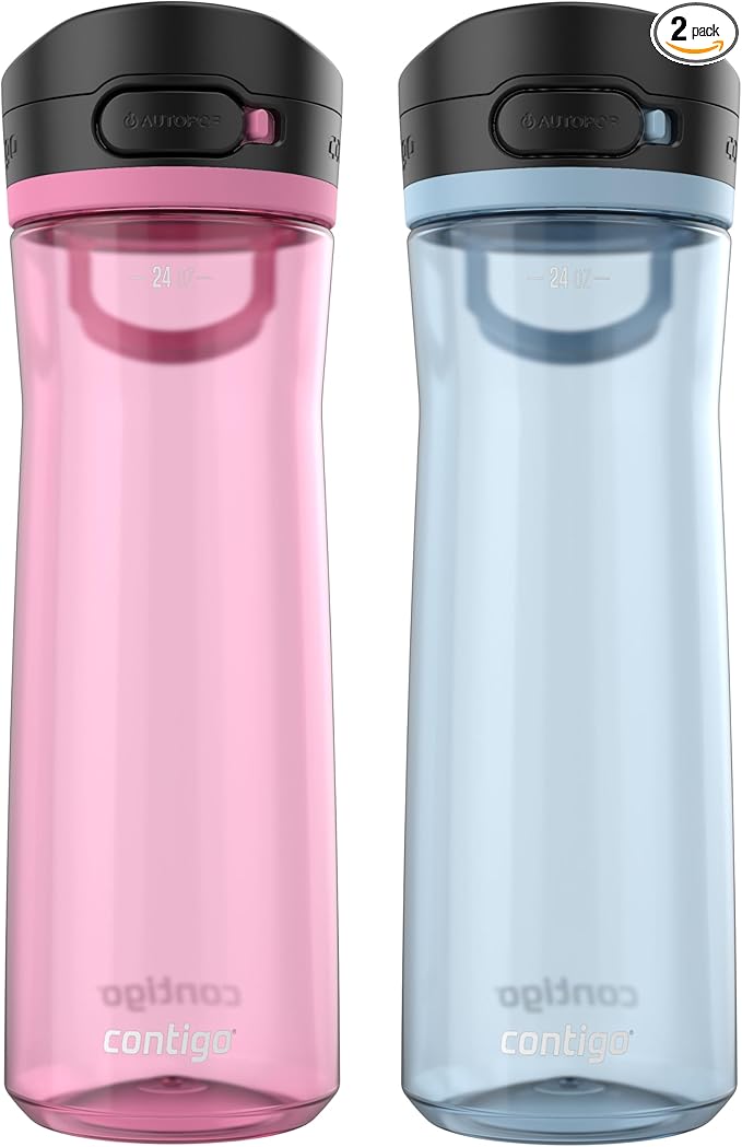 Contigo Jackson Water Bottle, 24 oz, 2-Pack, Glacier; Azalea