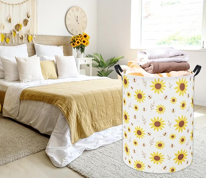 Sunflower Kids Laundry Basket Baby Hamper Sunflower Toy Storage Bin for Boys Room Decor Baby Nursery Hamper Gift Baskets for Bedroom Bathroom(Sunflower)