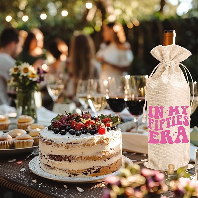 comfit 50th Birthday Wine Bag Gifts for Her,50th Wine Bag With Drawstring,50th Birthday Wine Bag,50th Birthday,Birthday Decorations,Wine Gift Bags
