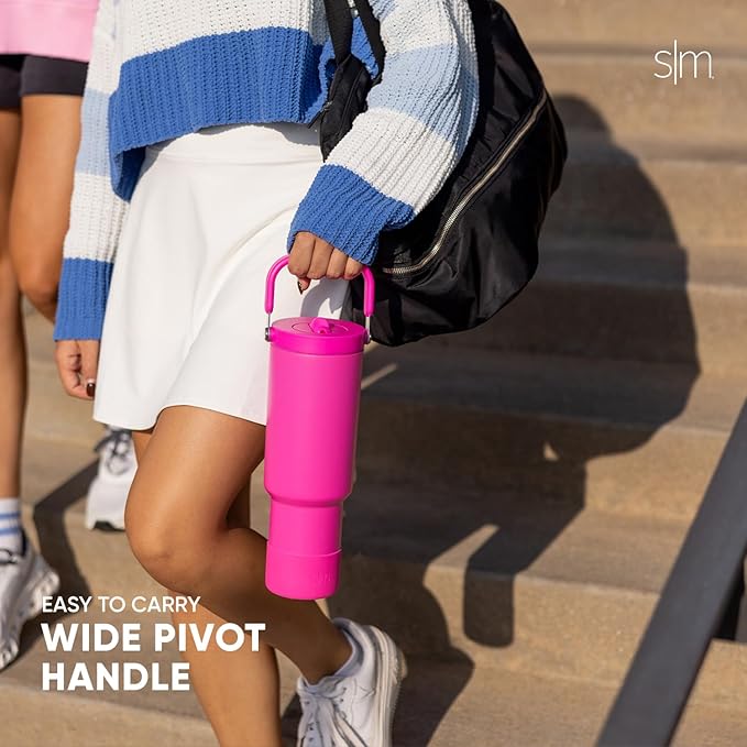 Simple Modern Trek Pivot | 40oz Flip Straw Tumbler with Handle | Water Bottle & Boot | Interchangeable Straw & Chug Lids | Insulated Stainless Steel Jug | Gym Sports Outdoors | Supersonic Blue