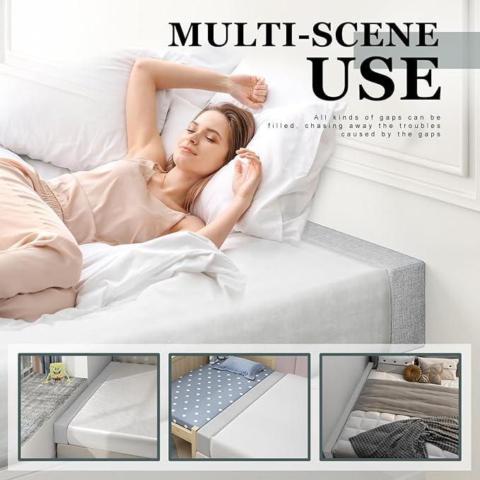 Mattress Extender, Bed Gap/Space Filler, Headboard Pillow Between Headboard and Mattress or Wall, High-Density Foam with Removable Cover(Light Grey-Queen-60 * 8 * 12in)