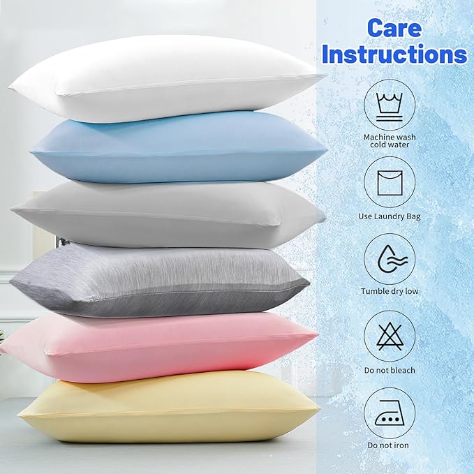 Cooling Pillow Cases for Hot Sleepers - Double Side Arc-Chill Q-Max>0.5 Cooling Fiber Cool Pillow Cases 2 Pack - Breathable Soft Cold Pillow Cases with Hidden Zipper (Blue, 20" x 26")