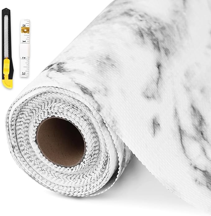 Shelf and Drawer Liner for Kitchen Cabinet,18 in x 20 FT Non-Adhesive Cabinet Liners for Shelves Non-Slip Waterproof Kitchen Drawer Liners Contact Paper Shelf Paper with Knife and Tape Measure