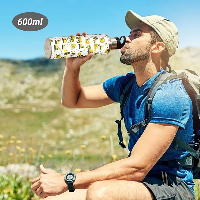 Construction Truck Excavator Bulldozer Stainless Steel Water Bottle with Straw Lid - 20 Oz Sports Insulated Water Bottle Thermos for Sport Gym Outdoor Travel School
