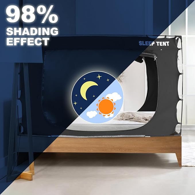 Bed Tent Canopy Full Size for Adult and Kids Portable Dream Tent Indoor Sleeping Tents 98% Blackout,Breathable Privacy Space on Bed with Three Doors (Mattress Not Included)โฆ
