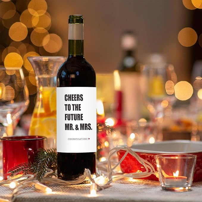 24 Pcs Funny Engagement Wine Label Engaged Wine Bottle Stickers Cheers to the Future Mr And Mrs Wine Bottle Labels Engagement Party Decorations Gifts for Engaged Couples Newly Her Him