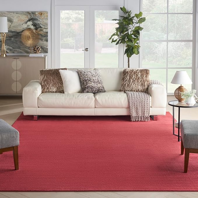 Nourison Essentials 120x168 Rectangle Contemporary Fabric Area Rug in Brick Red