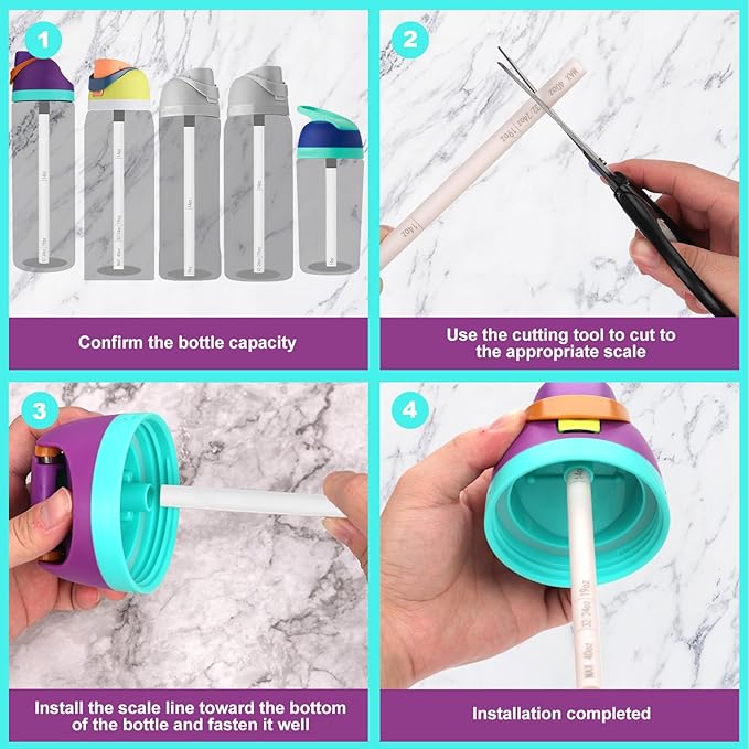 4pcs Pink Replacement Mouth Gasket Stopper for Owala FreeSip 19/24/25/32/40oz Cap, with 1 Brush & 4pcs White Straws with Scale, Water Bottle Lid Top Plug Rubber Seal Part Accessories