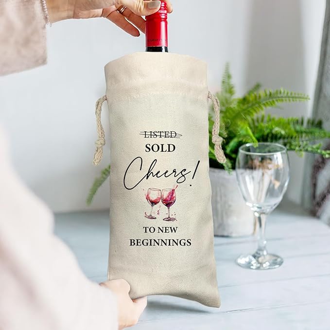 ZHANTUONE,Friends Coworker Funny Birthday Wine Bag,Drawstring Polyester Cotton Cloth Wine Bag,Resignation gifts for colleagues,for Friends Coworker Husband Wife Wine Wrap Bag,13IN