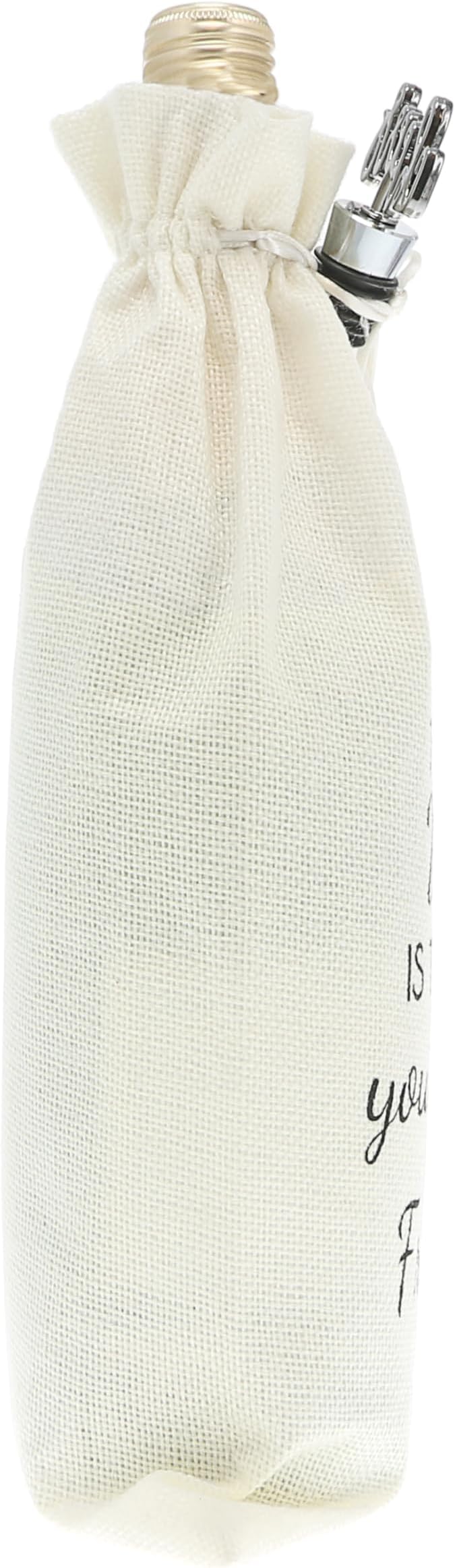 Pavilion Gift Company Drink with Friends-13 Wine Gift Bag Set, 13", Cream/Beige, Black, Silver