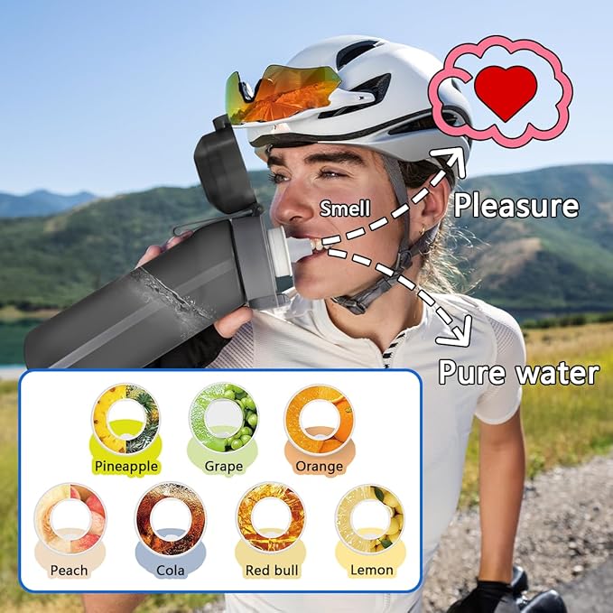 Air Water Bottle with 7Pcs Flavor Pods 26.3Oz Scent Water Bottle Fruit Fragrance Water Bottle,Scent Water Cup,Sports Water Cup Suitable for Outdoor Sports