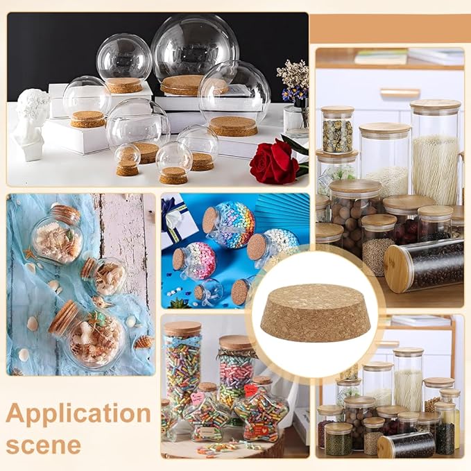 BENECREAT 4pcs Cork Stoppers, Tapered Wine Cork Plug Bottle Cork Stoppers, Replacement Corks for Wines, Decorative Bottles, Jars, Arts, DIY Crafts, 3.5x3inch