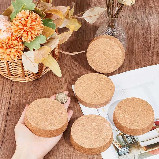 OLYCRAFT 6 Pcs Large Cork Stoppers Tapered Cork Plugs Wood Corks Lids Bottle Lids Cork Stoppers3.6 inch Wine Bottle Stoppers Wood Jar Cork for Kitchen Wedding Favor Canning - 2cm Thick