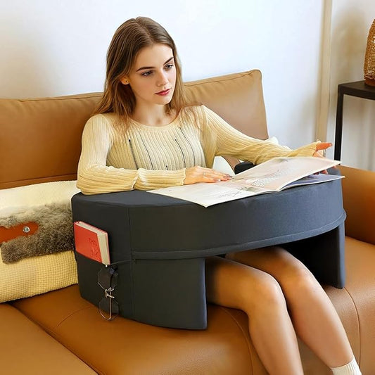 Reading Pillow for Gaming Extra Large, Wide Lap Desk Pillow for Adult Reading, Arm Rest Memory Foam Cushion Pillow for Working, Playing, Steam Deck Switch/Sitting in Bed Floor Couch Sofa (Grey)