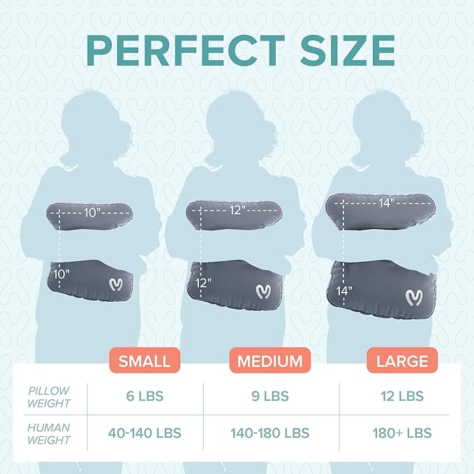 Calmier - 12 lb Sensory Weighted Pillow - Glass Bead Filled Hug Pillow - Ultra Plush Cozy Weighted Pillows for Adults and Kids - Child Sensory Pillow - Weighted Lap Pad (Light Grey - Minky, 12 LBS)