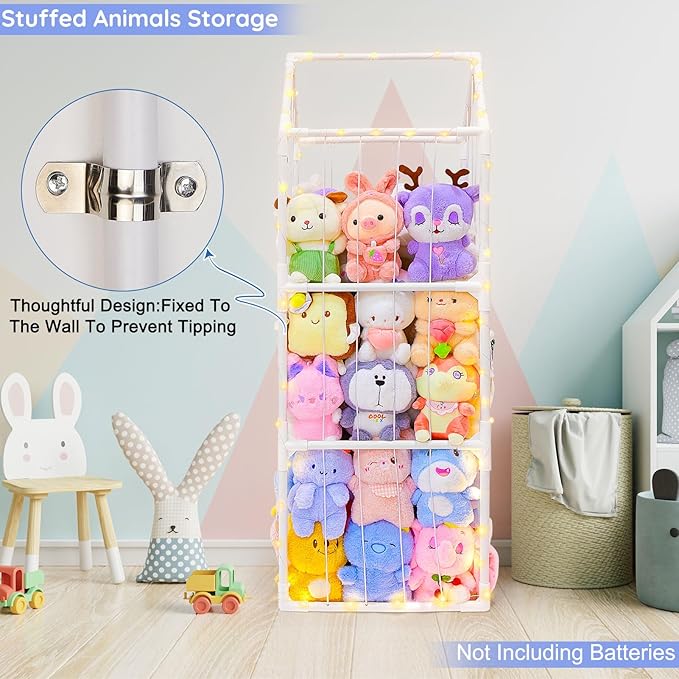 Stuffed Animals Storage Zoo Plushies Toy Storage Organizer Unicorn Castle PVC Stuffed Animals Holder Kids Toy Storage Playroom Nursery Storage Shelf