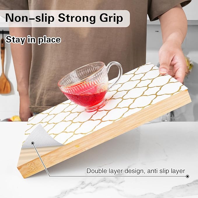 Shelf and Drawer Liner for Kitchen Cabinet-12 in x 20 FT Non-Adhesive Cabinet Liners for Shelves Non-Slip Waterproof Kitchen Drawer Liners Contact Paper Shelf Paper with Knife and Tape Measure