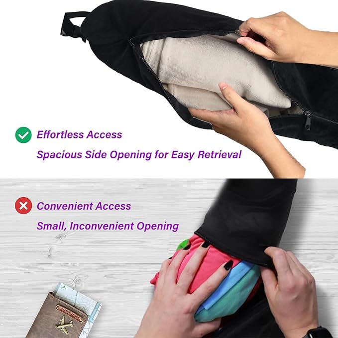 Stuffable Neck Pillow for Travel,Stuffable Travel Pillow,Travel Neck Pillow Stuffable with Clothes Transforms Into Extra Luggage without Excess Fees(with Eye Masks, Earplugs and Storage Dag)