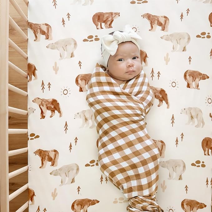 Stretchy Ultra Soft Jersey Knit Fitted Crib Sheets Set 2 Pack,Universal Fit All Standard Crib Mattress Pads Safe and Snug, Crib Fitted Sheet for Boys and Girls, Cute Animals Print