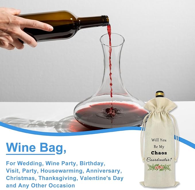 Chaos Coordinator Gift Wine Bag for Men Women Boss Coworker Boss Lady Teacher Manager Office Gifts Wedding Coordinator Gift Drawstring Wine Bag Christmas Birthday Boss Day Gift Wedding Planner Gift
