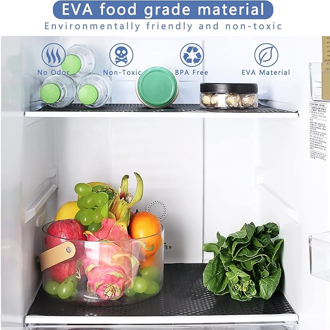 HooTown Shelf Liner Kitchen Cabinet Drawer Mats 17.5 Inch Wide x 393.7 Inch Long, Non Skid EVA Plastic Washable Oil Proof Pad for RV Drawer, Dish Plate Slippery Protection, Black