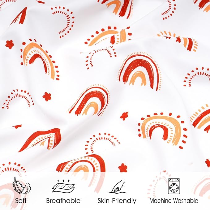 PHF Soft Bassinet Sheet Set, 2 Pack Silky Comfy Breathable Cradle Sheets for Baby Boys Girls, Univeral Fit for Most Oval Rectangle Cradle and Bassinet Mattress/Pad, Rainbow