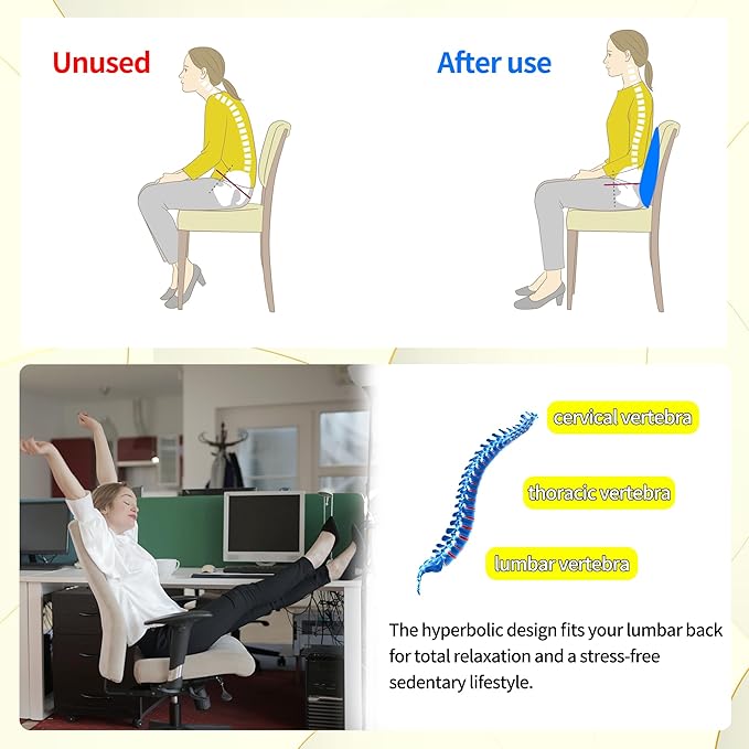 Lumbar Support Pillow for Office Chair,Memory Foam Back Lumbar Support Pillow,Relieve Back Pain,3D Breathable Fabric&Shoulder Strap Fixation,Back Support for Office Chair/Wheelchair/Car(Gray)