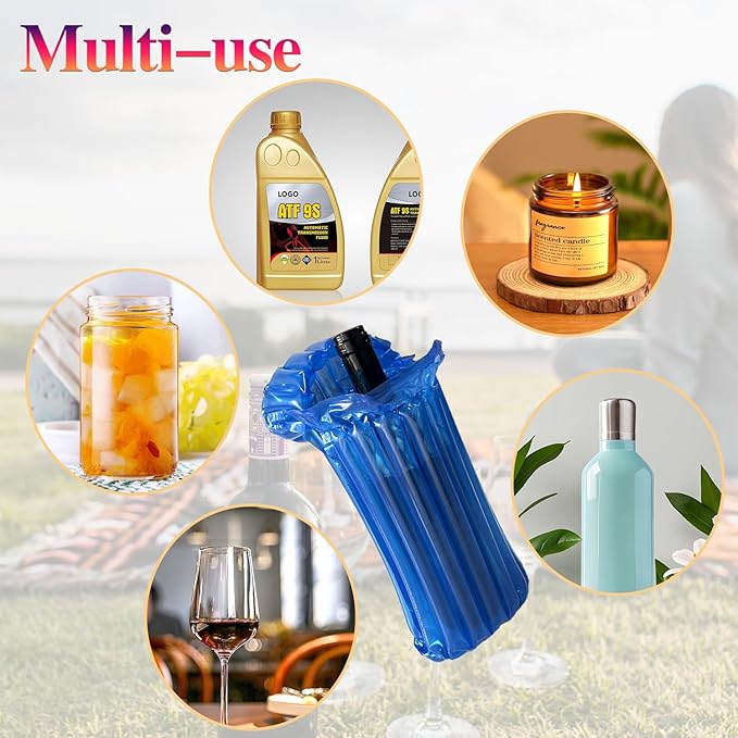 Wine Travel Bags for wine Bottles Airplane,Blue Wine Protector for Luggage,8 Packs Reusable Inflatable Wine Shipping Sleeves