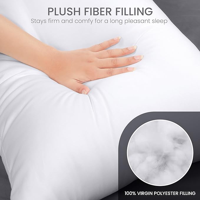 Utopia Bedding Full Body Pillow for Adults (White, 20 x 54 Inch, Pack of 06), Long Pillow for Sleeping, Large Pillow Insert for Side Sleepers