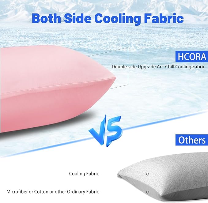 Cooling Pillow Cases for Hot Sleepers - Double Side Arc-Chill Q-Max>0.5 Cooling Fiber Cool Pillow Cases 2 Pack - Breathable Soft Cold Pillow Cases with Hidden Zipper (Pink, 20" x 30")