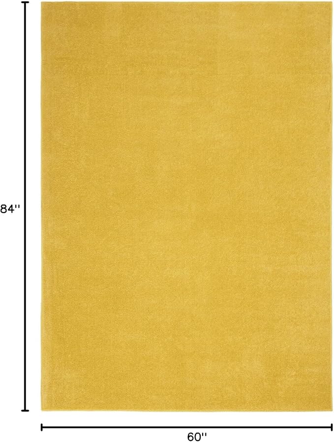 Nourison Essentials Indoor/Outdoor Yellow 5' x 7' Area Rug, Easy Cleaning, Non Shedding, Bed Room, Living Room, Dining Room, Backyard, Deck, Patio (5x7)