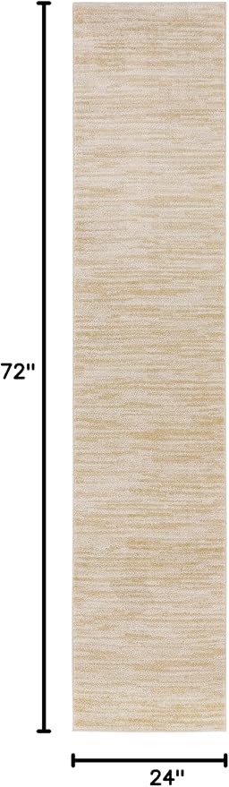 Nourison Essentials 6' Runner Ivory Gold Fabric Area Rug