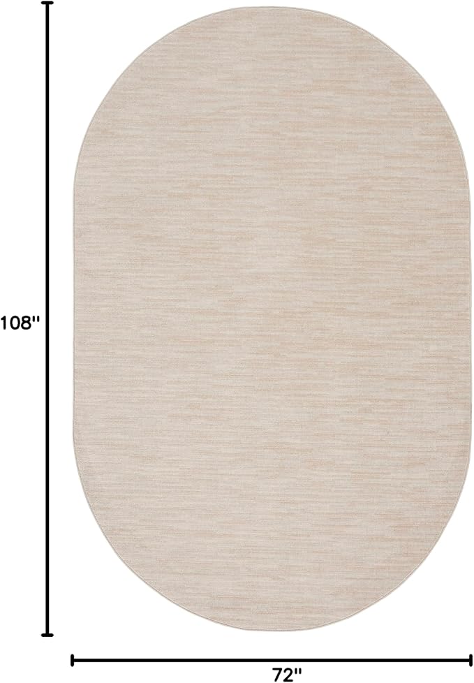 Nourison Essentials Indoor/Outdoor Ivory Beige 6' x 9' Oval Area Rug, Easy Cleaning, Non Shedding, Bed Room, Living Room, Dining Room, Backyard, Deck, Patio (6x9 Oval)