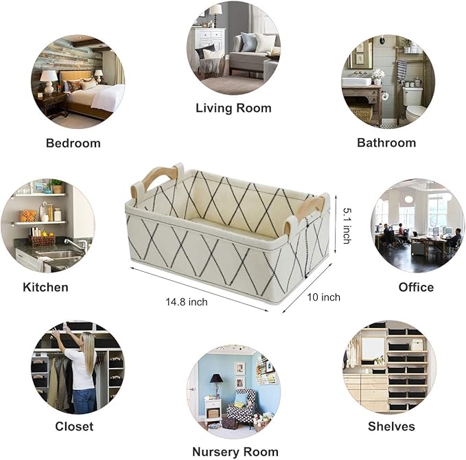 Small Basket Storage Baskets Bins Shelf Baskets Book Baskets Felt Storage Bin White Baskets for Organizing Toys Pet Toys Dippers Towels Toilet Cute Basket
