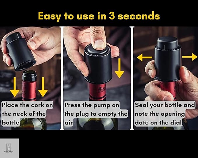 Wine stopper | 2 Ultimate Wine & Champagne Stoppers | Wine Gift : Premium Vacuum wine bottle Stopper to Save Every Drop | Wine Corks and wine Accessories | Grandpa Gifts - gifts for men