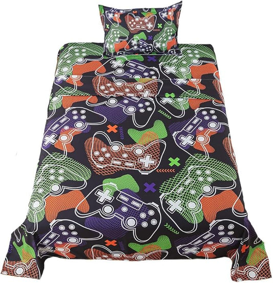 qjmiaofang Gamer Sheets Twin for Boys Gamer Sheet Set Video Game Bed Sheet Set 3Pieces Gaming Sheets Twin Gamer Fitted Sheet Gaming Bedding Set 1 Fitted Sheet 1 Flat Sheet 1 Pillowcase