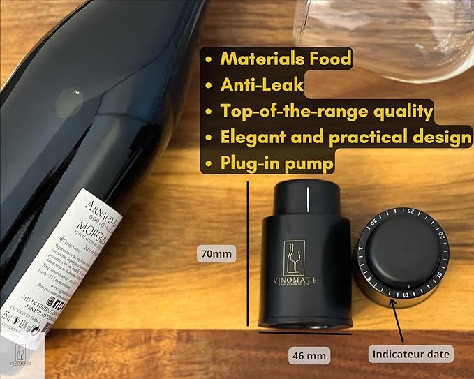 Wine stopper | 2 Ultimate Wine & Champagne Stoppers | Wine Gift : Premium Vacuum wine bottle Stopper to Save Every Drop | Wine Corks and wine Accessories | Grandpa Gifts - gifts for men