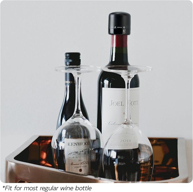 Wine Stoppers for Wine Bottles Set of 2, Leak-Proof Wine Saver, Reusable Wine Cork Cap, Wine Bottle Sealer for Parties, Ideal Gift for Wine Lover (Black)