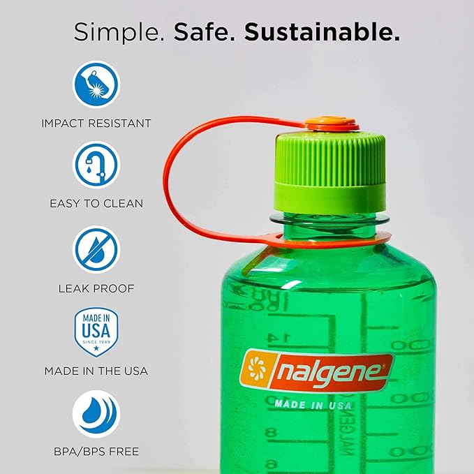 Nalgene Sustain Tritan BPA-Free Water Bottle Made with Material Derived from 50% Plastic Waste, 16 OZ, Narrow Mouth