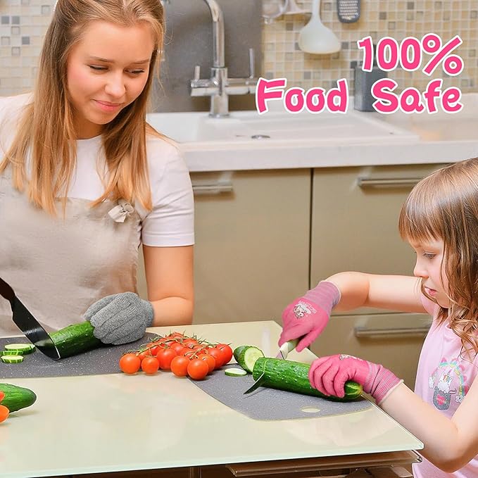 Schwer 2 Pairs MINI-KIDDO Kids Gardening Gloves MN1917, ANSI A6 Cut Resistant Kids Work Gloves, Kids Fishing Gloves, Food Grade Kids Gloves for Gardening, Wood Carving, Kitchen and DIY (XS, 6–8 Years)