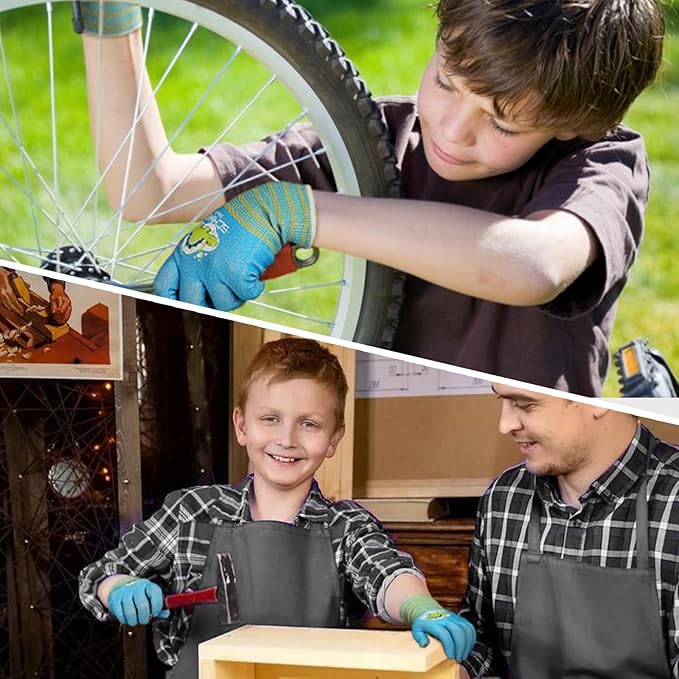 Schwer 2 Pairs MINI-KIDDO Kids Gardening Gloves MN1917, ANSI A6 Cut Resistant Kids Work Gloves, Kids Fishing Gloves, Food Grade Kids Gloves for Gardening, Wood Carving, Kitchen and DIY (XS, 6–8 Years)
